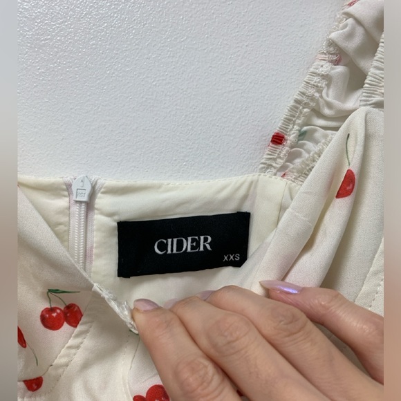 NWT Cider Square Neck Cherry Print Mini Dress XXS - Picture 4 of 4